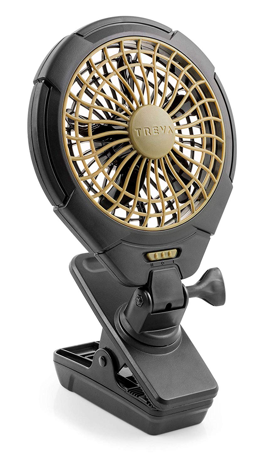 Treva 5 Inch Battery Powered Clip Slim and Portable Cooling Fan with Clamp for Travel