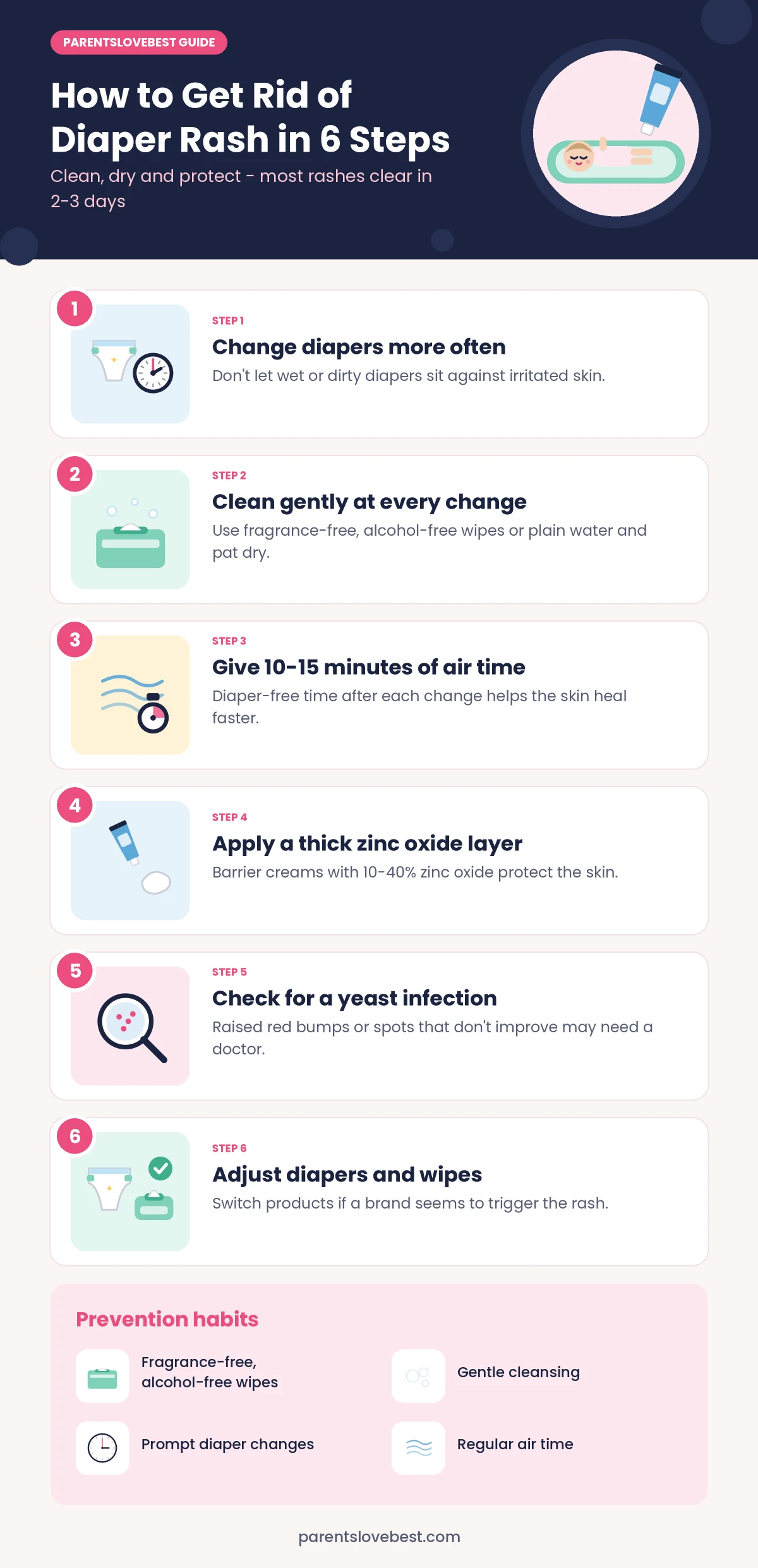 Infographic: How to Get Rid of Diaper Rash in 6 Steps